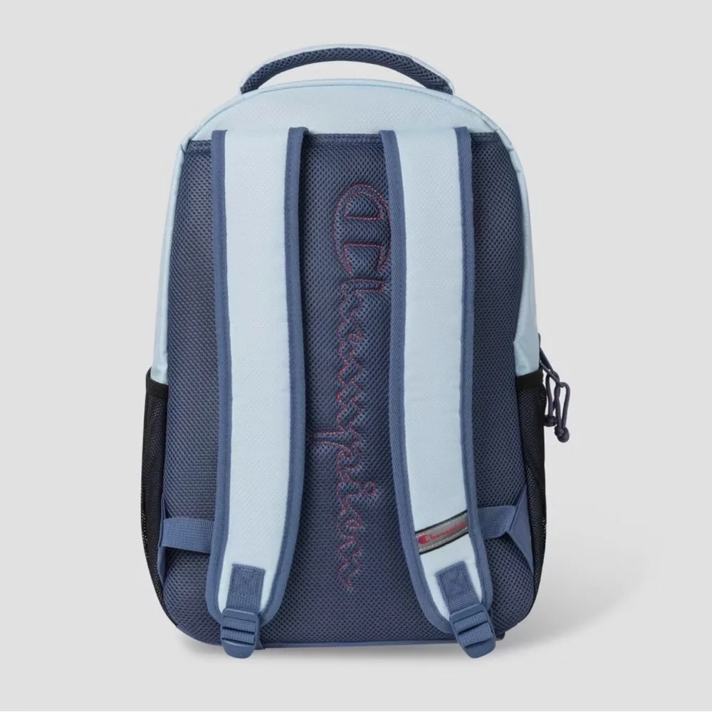 Champion Light Blue Backpack with Navy and Coral Trim - Picture 3 of 16